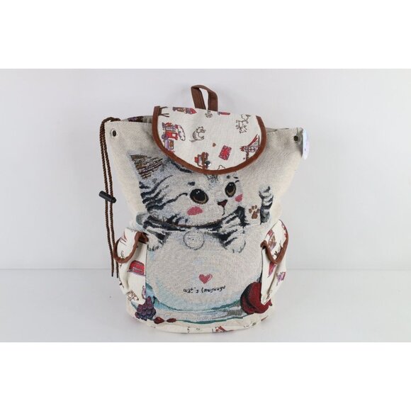 Deadstock Vtg Y2K Streetwear All Over Print Cat Kitten Top Loader Backpack Bag main image 8